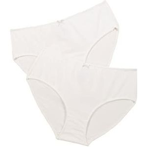 Ulla Popken Grote maten dames grote maat tot 58+, slips, ondergoed in verpakking van 2, perfecte pasvorm, uni, basic, 640593, wit (wit 20), 58