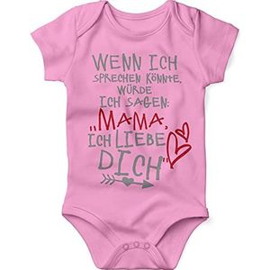 miKalino Body pour bébé avec inscription en allemand « Wenn ich sprechen könnte ich sagen: Mama ich liebe Dich » Imprimé à la main Rose Taille 68