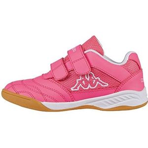 Kappa Turnschoenen voor meisjes, kick-off, sneakers voor kinderen met klittenbandsluiting, lichte zool, ideaal voor zaalsport zoals voetbal, handbal of tennis, maat 25-35 EU, 2210 Roze Wit, 39 EU