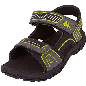 Kappa Paxos K Slippers, uniseks, voor kinderen, zwart limoen, 27 EU