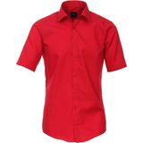 VENTI - Overhemd - Rood - Modern Fit - Korte Mouw - Strijkvriendelijk