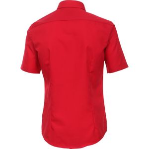 VENTI - Overhemd - Rood - Modern Fit - Korte Mouw - Popeline - Strijkvriendelijk
