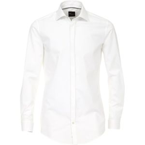 VENTI - Body Fit Overhemd - Blauw - Poplin - Lange Mouwen