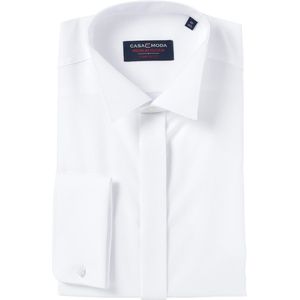 CASA MODA - Comfort Fit - Smoking Overhemd - Wit - Dubbele Manchet en Wing Kraag