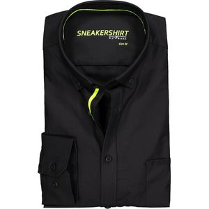 VENTI - Modern Fit Overhemd - Zwart - Strijkvriendelijk - Boordmaat 38