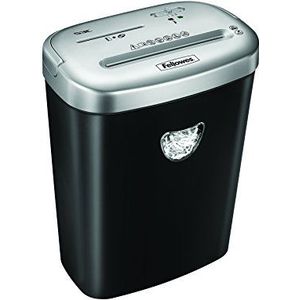 Fellowes 53C documentvernietiger, papiervernietiger met nietjes, paperclips en creditcard, cross-cut, 23 L opvangbak, capaciteit: 10 vellen, ideaal voor in huis, zwart, 4653101