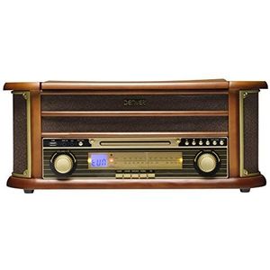 Denver MCR50 - Retro Platenspeler - Hout - Ingebouwde Speakers en Versterker
