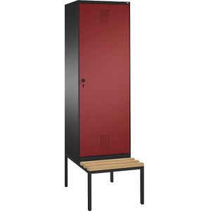 EVOLO garderobekast, met zitbank, deur over 2 afdelingen, 2 afdelingen, 1 deur, afdelingbreedte 300 mm C+P