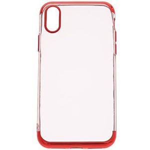 V-Design HBC 065 Hybride Backcase voor iPhone XS/X rode rand, transparante case, zachte TPU-hoes, ultradunne volledige bescherming, compatibel met iPhone XS/X