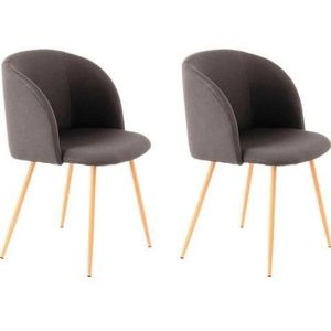 Floraya - Set 2 eetkamerstoelen Celine - 56 x 54 x 84 cm - Zwart - Belastbaar tot 150KG