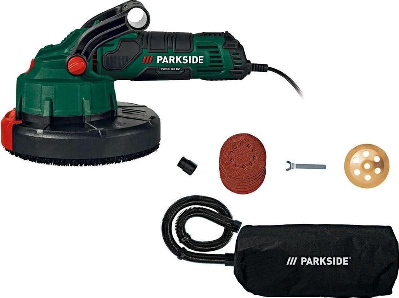 PARKSIDE - Wand-/Vloerschuurmachine - 1050W - 180mm - Geïntegreerde Afzuigfunctie met Stofopvangzak