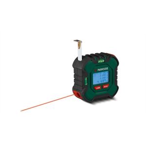 PARKSIDE® Laser-afstandsmeter met rolmaat - 50 meter - Rolbandmaat met automatisch rolmechanisme, vergrendelingsknop en laser