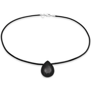 KUZZOI - Choker Satin Onyx Edelstein Tropfen 925 Silber Ketten 1 ct Herren (59.99 € / 1 ct)