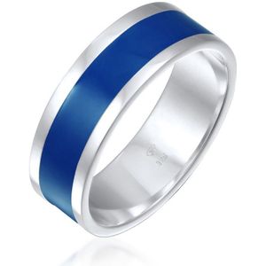 KUZZOI - Herren Bandring Basic Geo Emaille Casual 925 Silber Herrenschmuck 1 ct (47.99 € / 1 ct)