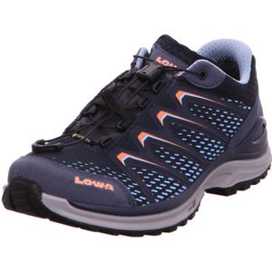 LOWA Medox GTX lage damesschoenen met vetersluiting, synthetische combinatie voor vrije tijd, sportschoenen, effen Maddox-GTX wandelen, trekking, blauw, 41 EU