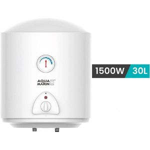 Aquamarin® Elektrische warmwaterboiler, 30 liter geheugen, 1500 W verwarmingsvermogen en thermometer, energiebesparend, veiligheidsventiel, magnesiumanode, boiler, waterboiler, warmwaterboiler