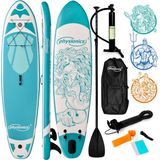 Physionics - Stand Up Paddle Board - 305cm - Opblaasbaar SUP Board - Verstelbare Peddel - Handpomp met Manometer - Rugzak - Reparatieset - Paddle Board - Surfboard - Nymph Mintgroen