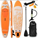 Physionics - Stand Up Paddle Board - 320cm - Opblaasbaar SUP Board - Verstelbare Peddel - Handpomp met Manometer - Rugzak - Reparatieset - Paddle Board - Surfboard - Kraken Oranje