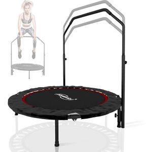 Physionics® Fitness trampoline - Ø 101 cm, in hoogte verstelbare handgreep, inklapbaar, 150 kg, opvouwbaar, indoor/outdoor, rood/groen/blauw - mini-trampoline, volwassenen/kinderen, jumping, training,