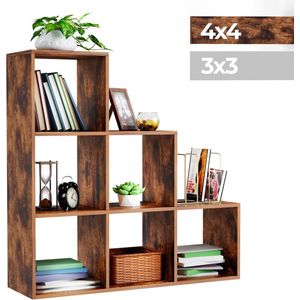 Miadomodo - Stevige Bruine Vakkenkast met 6 Compartimenten - Maat L - voor Woonkamer - Vrijstaand - Gemaakt van MDF - Kamerscherm / Room Divider - Boekenkast - Vintage