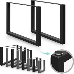 Miadomodo Set van 2 Tafelpoten - Metaal - Frame - Zwart - U-vorm - 90 x 72 cm