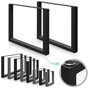 Miadomodo Set van 2 Tafelpoten - Metaal - Frame - Zwart - U-vorm - 70 x 72 cm