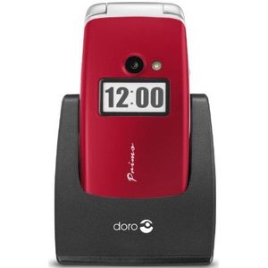 Primo 413 by Doro, all carriers, 32 GB, mobiele telefoon met grote toetsen met tafellaadstation rood