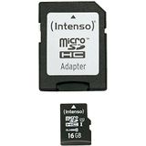 Intenso - Premium microSDHC - 16GB - Class 10 - Zwart - Inclusief SD-adapter