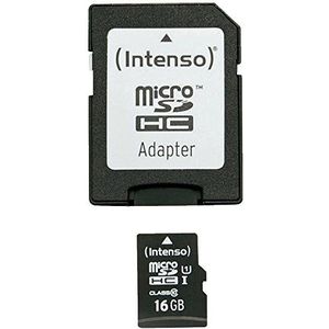 Intenso Premium microSDHC 16GB Class 10 UHS-I Speicherkarte inkl. SD-Adapter (bis zu 90 MB/s) schwarz