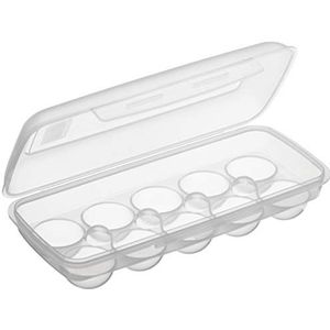 EMSA CLIP & CLOSE 504394 Eierbox voor 10 eieren, duurzaam, met clipsluiting, vaatwasmachinebestendig, transparant