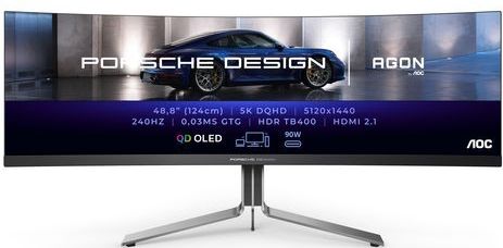 AOC Porsche PD49 - DQHD QD-OLED Ultrawide Gaming Monitor - KVM-Switch - USB-C 90w - 240hz - 49 inch