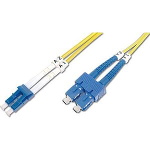 DIGITUS LWL OS2 patchkabel 10m LC naar SC glasvezelkabel LSZH Duplex singlemode 09/125µ 10GBit/s geel