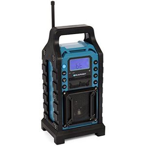 BLAUPUNKT BSR 10 bouwplaatsradio met bluetooth en accu, met FM-PLL-radio, USB, SD, AUX-IN, schokbestendig, spatwaterdicht en robuuste behuizing, blauw