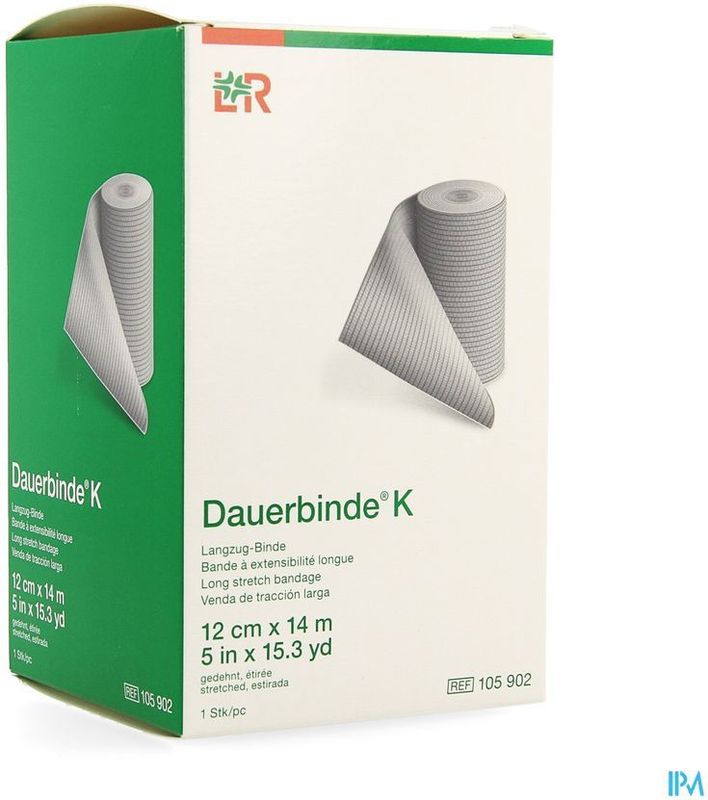 Dauerbinde K - Elastische Zwachtel - Wit - Katoen/Polyamide/Elastaan/Viscose - 14m x 12cm