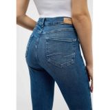 Skinny Broek - Mid Blue Used - Metalen Ritssluiting - Riemlussen - Steekzakken