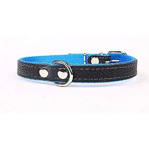 Hondenhalsband, zacht, robuust, van echt leer, 40 mm breed, 65 cm lang, blauw