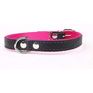 Hondenhalsband van echt leer met zachte en stevige binnenvoering, 40 mm breed, 65 cm lang, roze