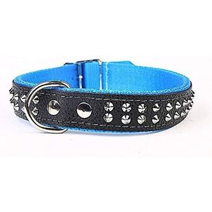 Capadi Hondenhalsband met sierklinknagels van robuust echt leer, 30 mm breed, 63 cm lang, K0233