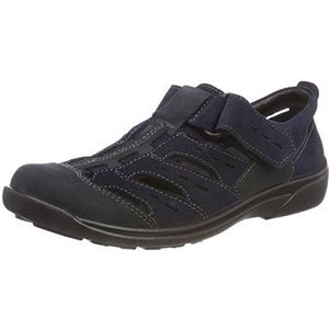 Rohde Rostock 1233 Leren slipper voor heren, halfhoge schoenen, klittenbandsluiting, Rostock, blauw oceaan., 47 EU Breed
