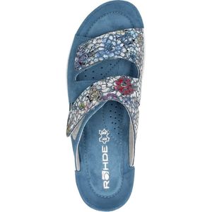 Rohde - Dames Slippers Open Teen - Licht Blauw - Suède - Klittenbandsluiting