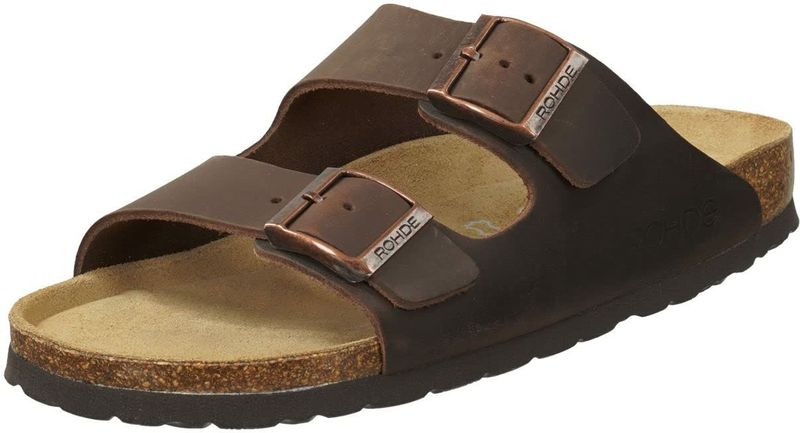 Rohde Slipper Heren 2 Gespen Ergonomisch Voetbed Bruin Maat 45