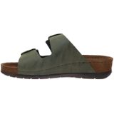 Rohde Leren slippers voor dames, klittenbandsluiting, clogs, geheugenvoetbed, Rodigo-40 5856, groen, 38 EU