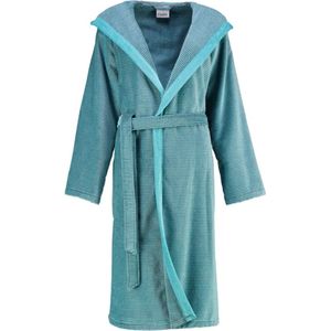 Cawö - 6425 - Badjas - Turquoise - 100% Katoen, Capuchon, Velours-kwaliteit, Wasbaar tot 60 °C