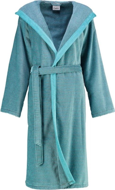 Cawö - 6425 - Badjas - Turquoise - 100% Katoen, Capuchon, Velours-kwaliteit, Wasbaar tot 60 °C