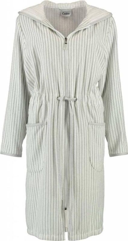 Cawö - 6416 - Badjas - Lichtroze - 100% Velours Katoen, Ritssluiting, 2 Zakken, Wasbaar op 60 Graden