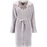 Cawö - 822 - Badjas - Grijs - Met Capuchon en Ritssluiting