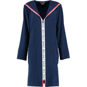 Cawö badjas met ritssluiting en capuchon (3101-133, blauw) 