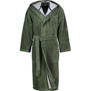 Cawö - 831 - Badjas - Groen - Katoenmix - Met Capuchon en Strikceintuur