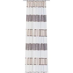 Home fashion trekband sjaal dwarsstrepen, polyester, steen, 225 x 140 cm