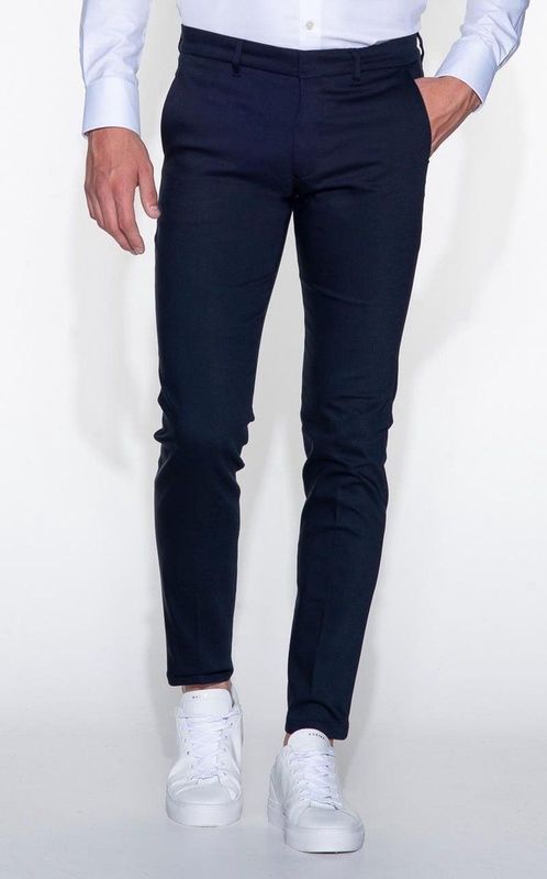 Drykorn - Slim Fit - Chino Broek - Blauw - Katoenmix met Stretch
